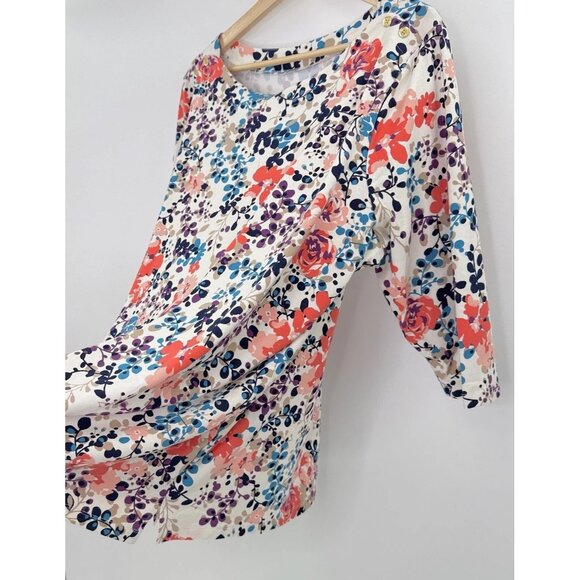 Jessica London Plus Size Floral Tunic‎ Blouse Top Size 22/24 Boho Preppy Office - Picture 6 of 9
